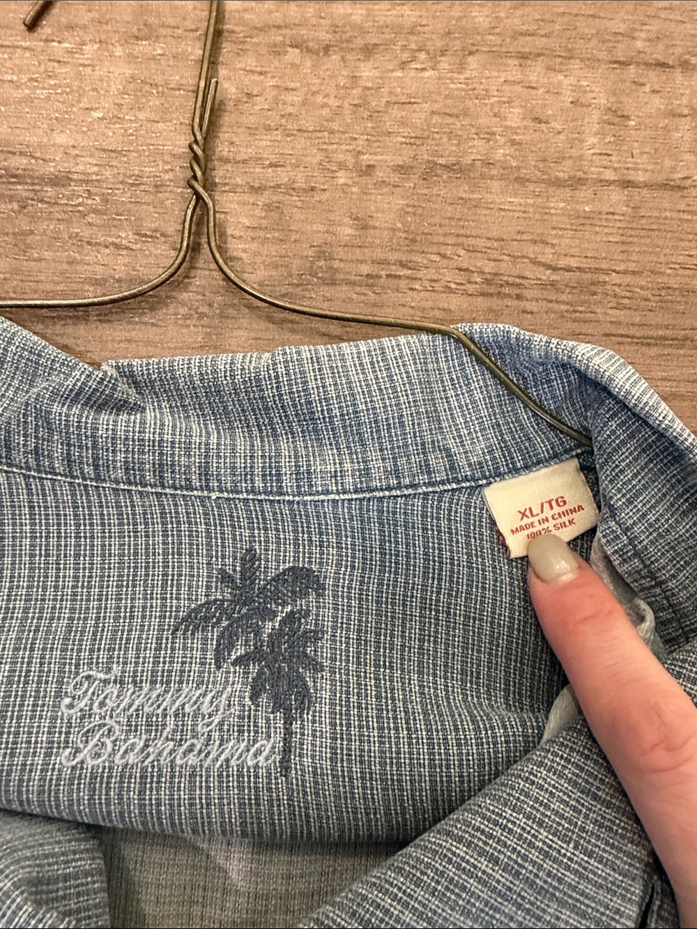 Tommy Bahama Light Blue Floral-Panel Short Sleeve Button-Down - Picture 2 of 6